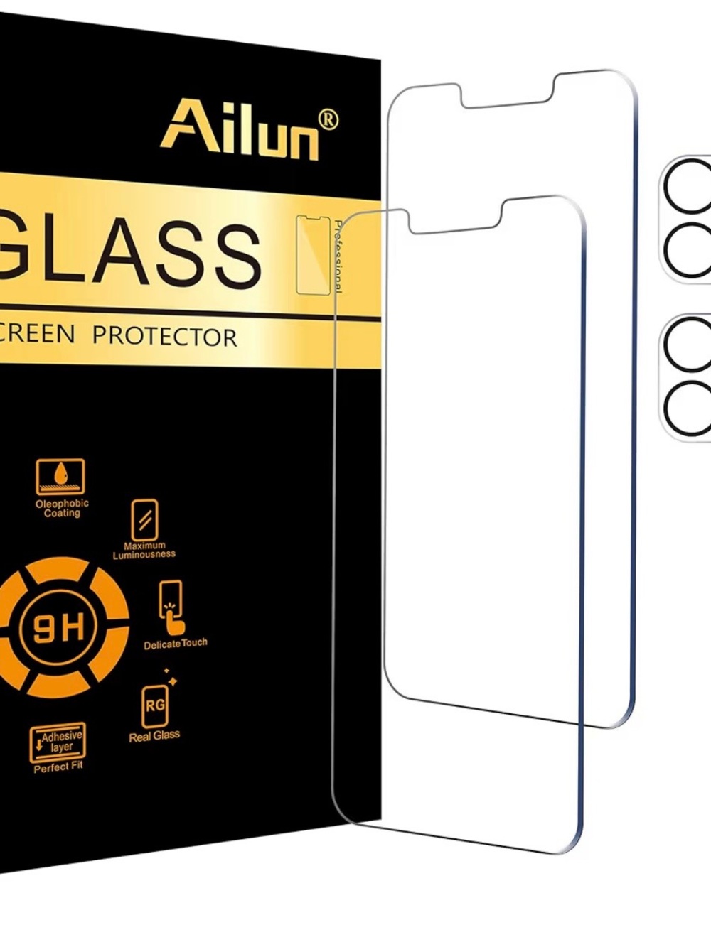 2Pack Screen Protector for iPhone 13 Pro + 2 Pack Camera Lens